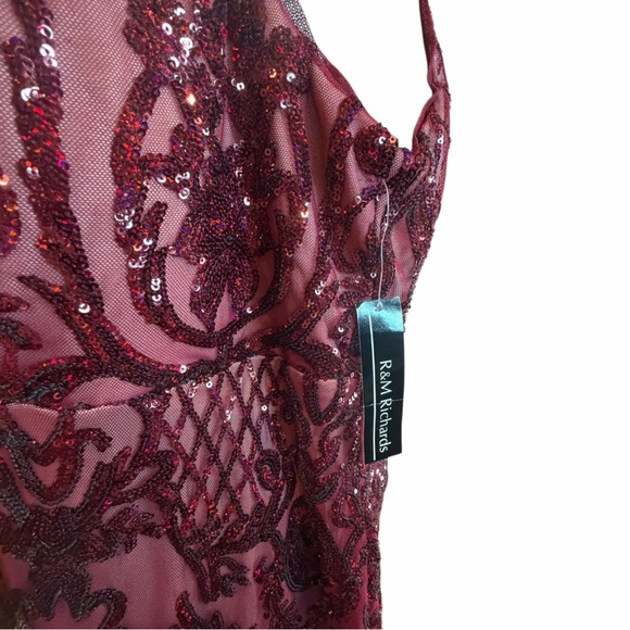 R&M Richards Wine Embellished Maxi Dress - Picture 10 of 13